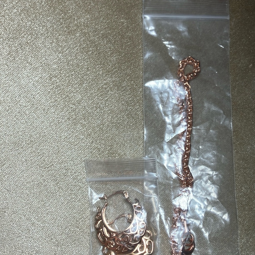 Rose Gold chain & matching earrings set